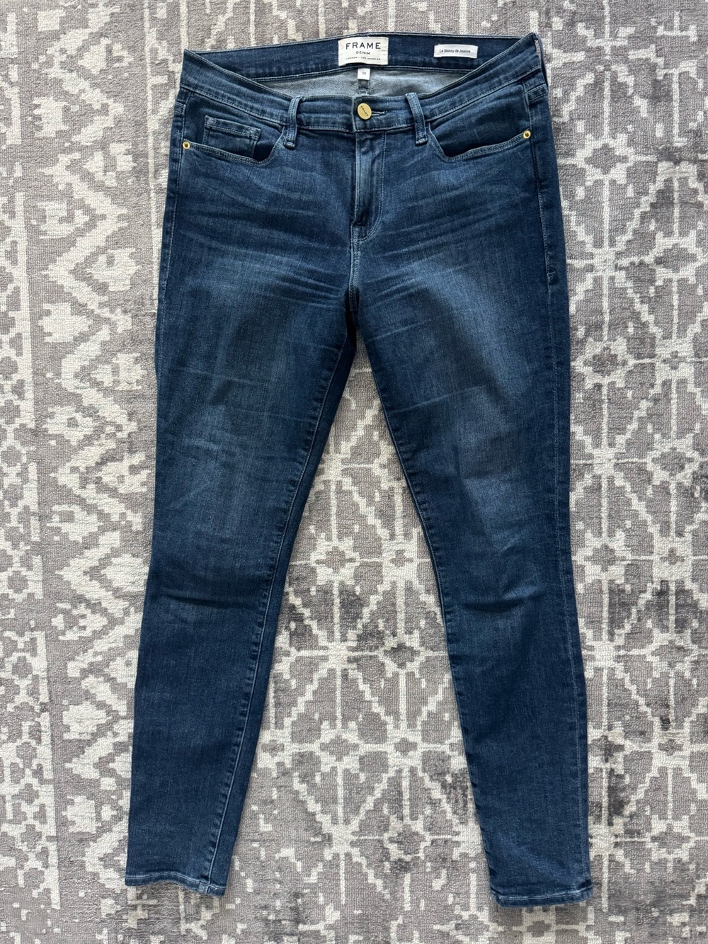 FRAME Le Skinny de Jeanne Jeans 30 Rivercrest Dark Wash Stretch Denim